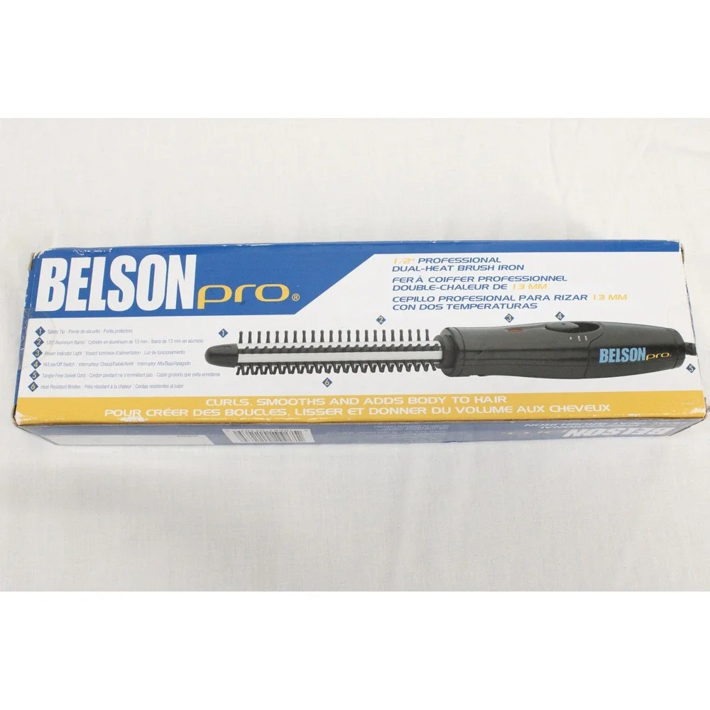 Belson Pro Dual-Heat Brush Iron 1/2 Inch Black Aluminum Professional BP2328